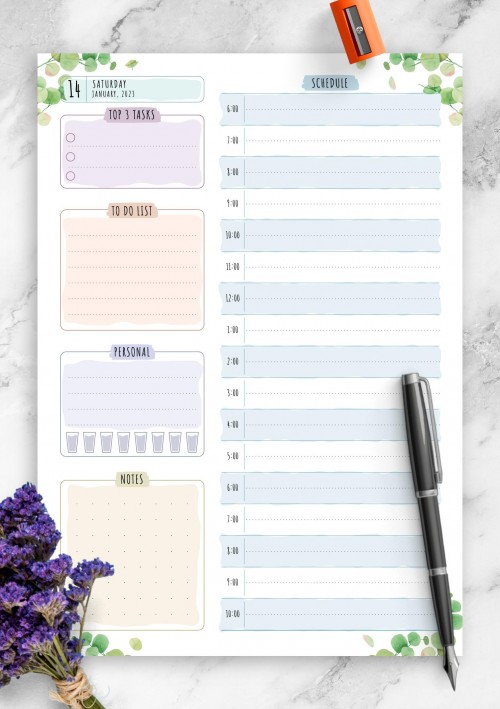 January 2023 Dated Daily Planner - Floral Style