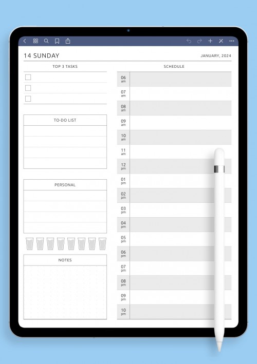 Dated Daily Planner Template - Original Style for iPad 