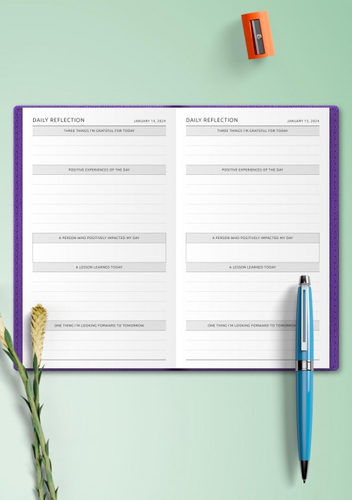 Daily Reflection layout for Travelers Notebook