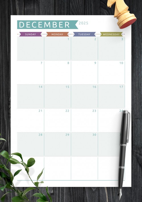 Dated December 2025 Calendar - Casual Style