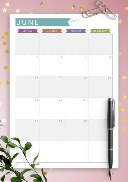 Dated June 2022 Calendar - Casual Style