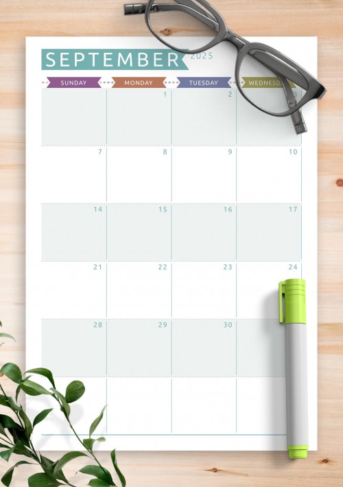 Dated September 2025 Calendar - Casual Style