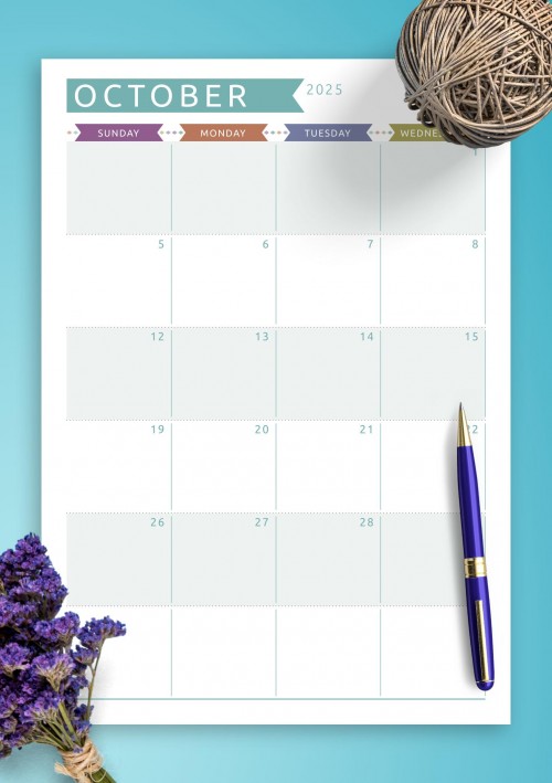 Dated October 2025 Calendar - Casual Style