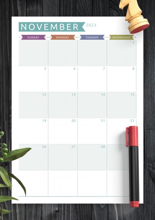 Dated November 2023 Calendar - Casual Style