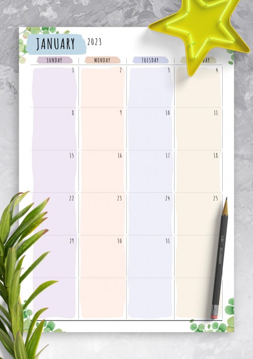 Dated January 2023 Calendar - Floral Style