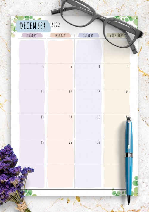 Dated December 2022 Calendar - Floral Style