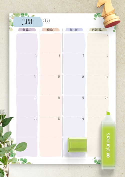 Dated June 2022 Calendar - Floral Style