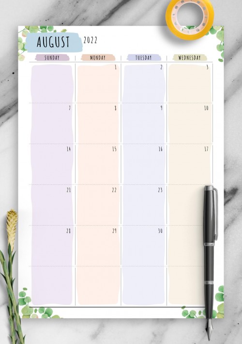 Dated August 2022 Calendar - Floral Style