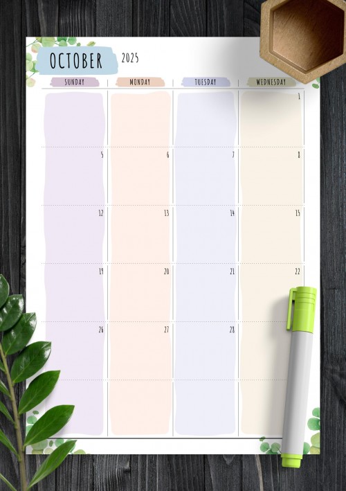 Dated January 2025 Calendar - Floral Style