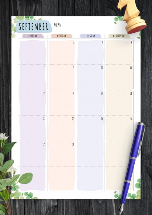 Dated September 2024 Calendar - Floral Style