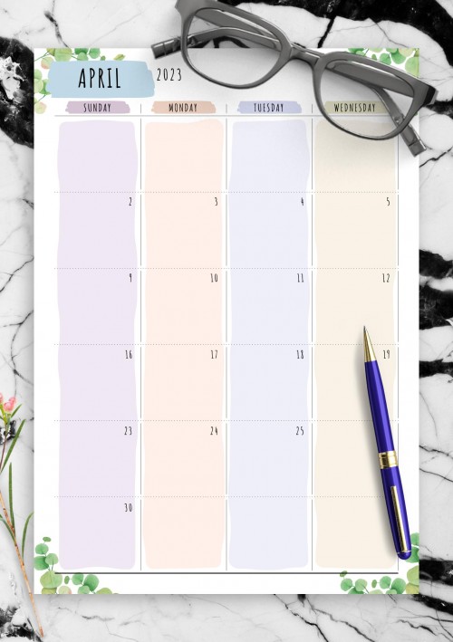 Dated April 2023 Calendar - Floral Style