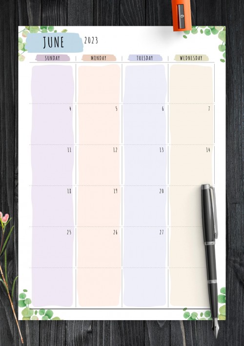 Dated June 2023 Calendar - Floral Style