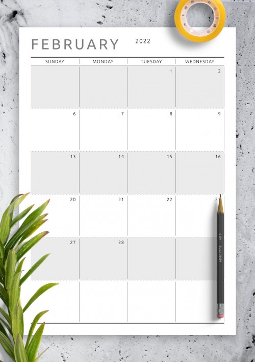 Dated February 2022 Calendar - Original Style