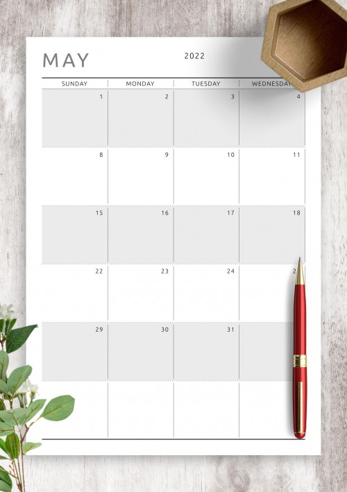 Dated May 2022 Calendar - Original Style