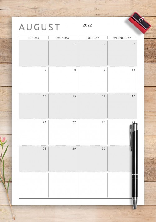 Dated August 2022 Calendar - Original Style