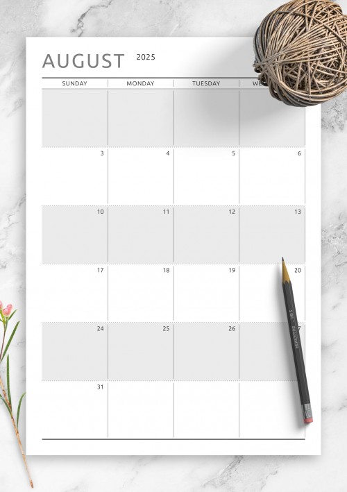Dated August 2025 Calendar - Original Style