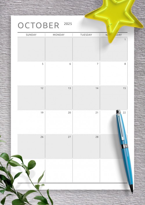 Dated October 2025 Calendar - Original Style