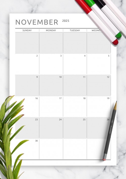 Dated November 2025 Calendar - Original Style