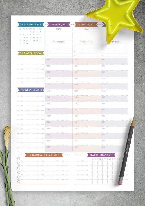 February 2023 Dated Weekly Planner - Casual Style