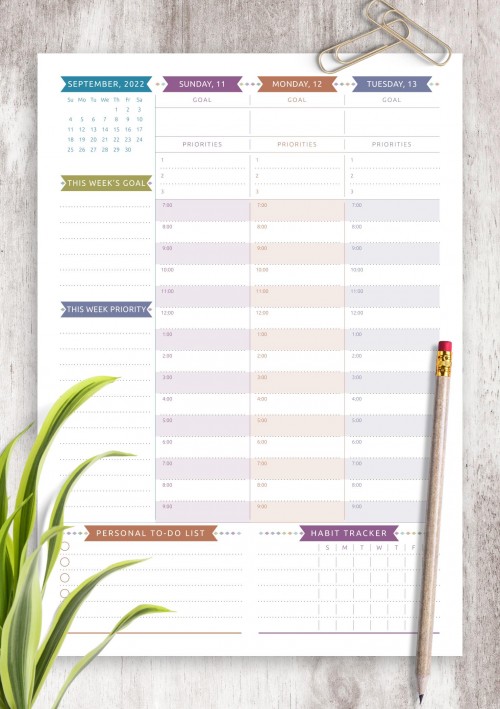 September 2022 Dated Weekly Planner - Casual Style