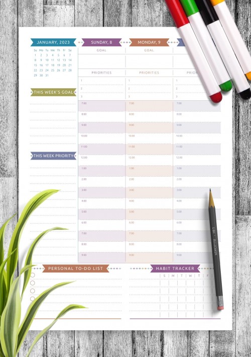 January 2023 Dated Weekly Planner - Casual Style