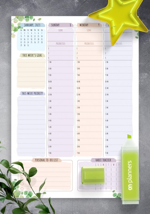 January 2023 Dated Weekly Planner - Floral Style