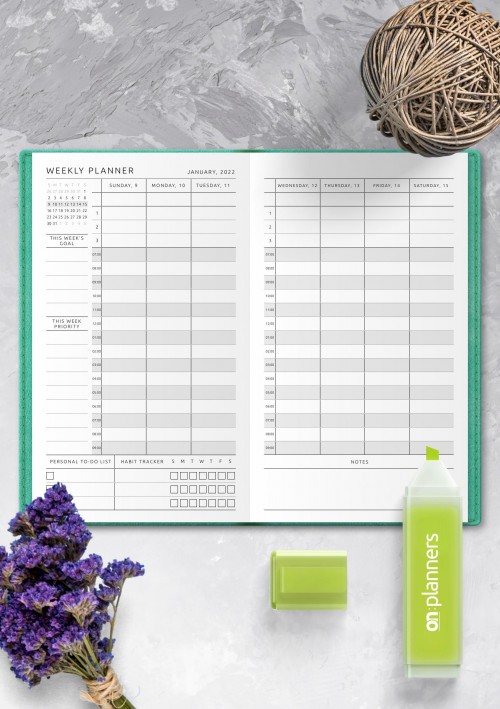 WO4P TN Insert Vertical WO4P Week on 4 Pages Traveler's Notebook Insert W04P Insert Weeks Only Travelers Notebook Insert B6 Insert