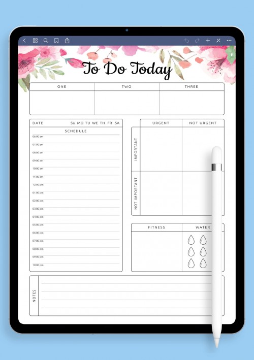To Do Today Template for iPad