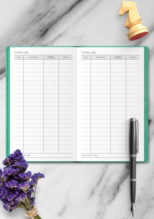 Tithe Log Template for Travelers Notebook