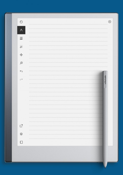 reMarkable Dotted Lined Paper 7.1 mm line Template