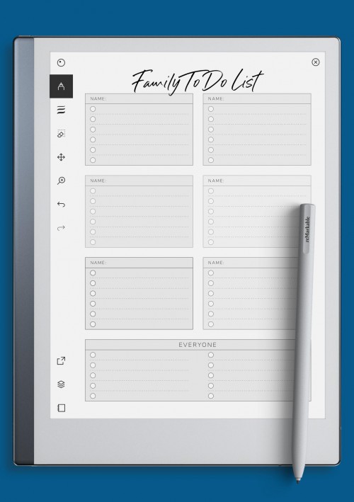 reMarkable Family To Do List for Six Persons