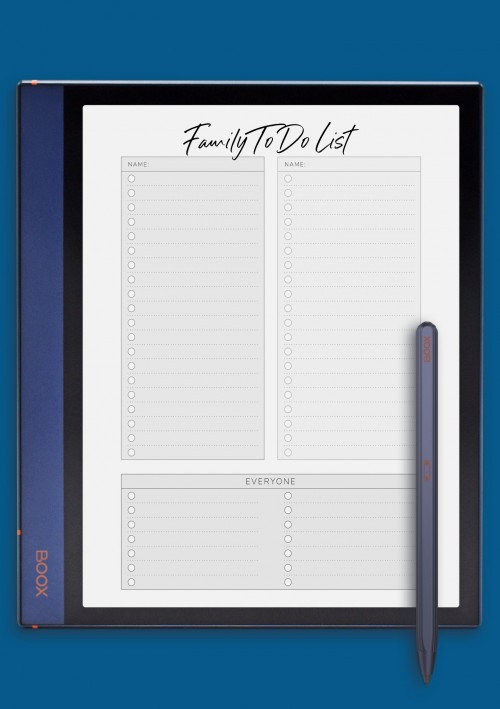 Family To Do List for Two Persons Template for BOOX Tab