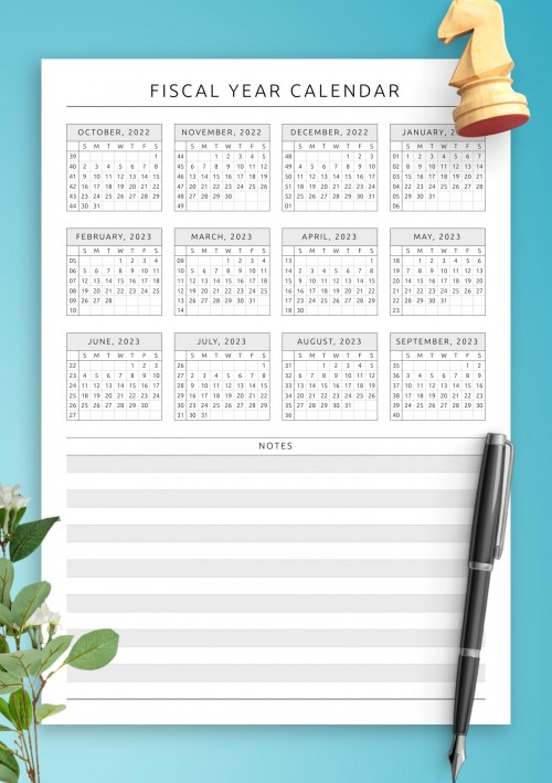 2022 Fiscal Year Calendar Template