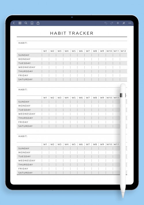 Fitness Habit Tracker Template for Notability