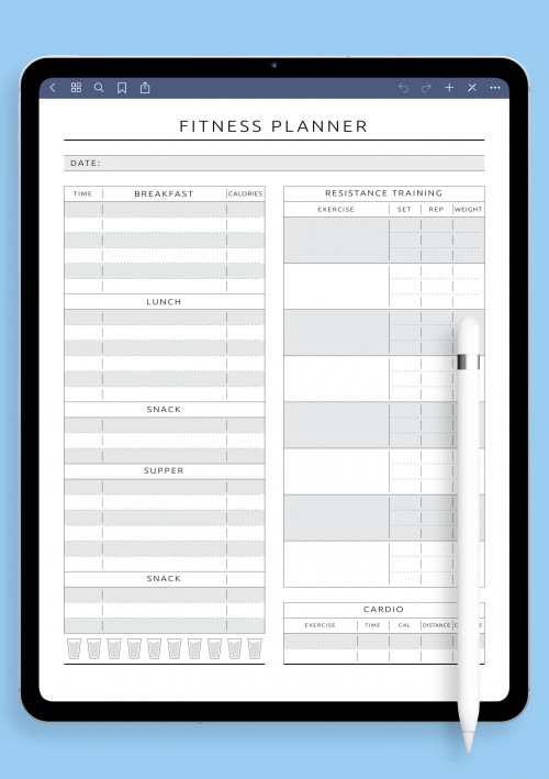 iPad Fitness, Meal &amp; Water Tracker Template