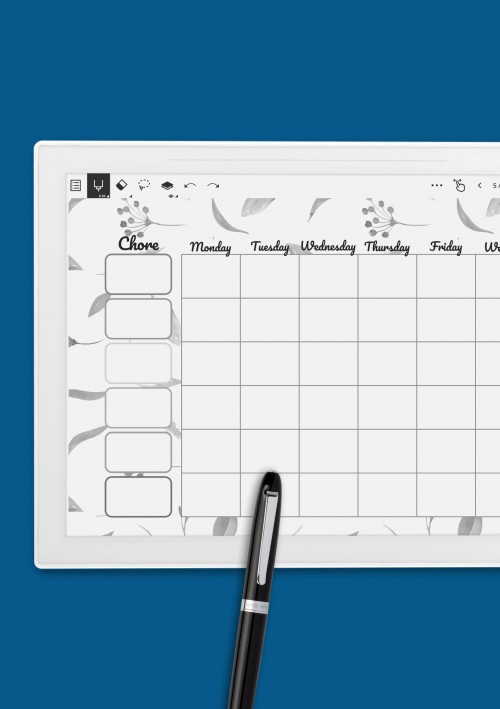 Floral Chore Chart Template for Supernote