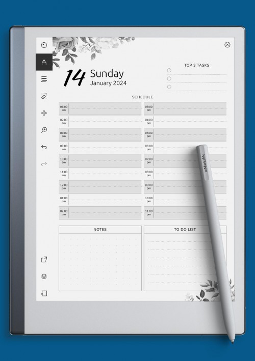 reMarkable Floral Day Planner Template