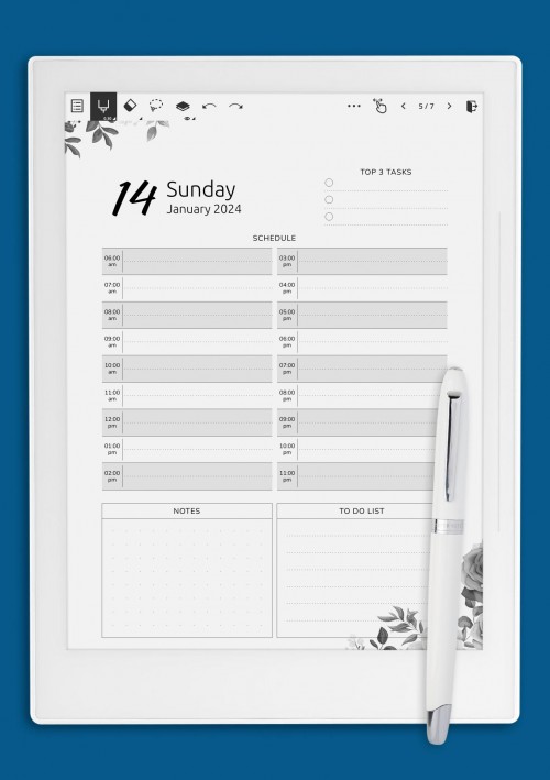Supernote Floral Day Planner Template