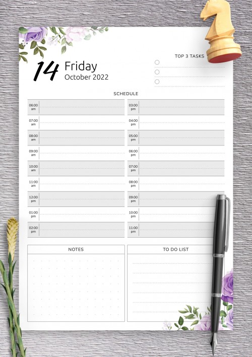 October 2022 Floral Day Planner Template