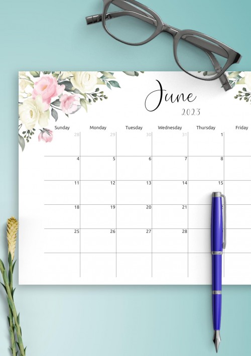 Floral Design June 2023 Calendar