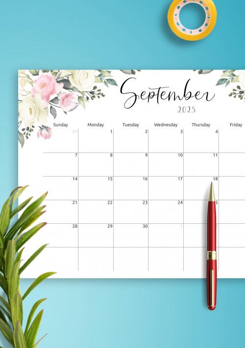 Floral Design September 2025 Calendar