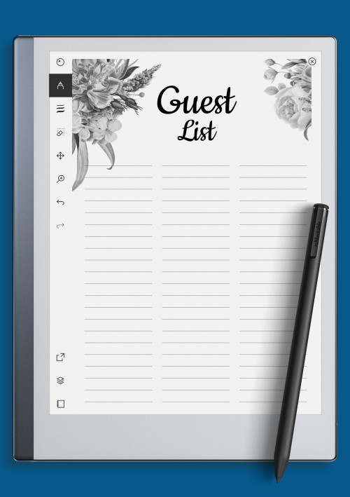 reMarkable Floral Guest List Template