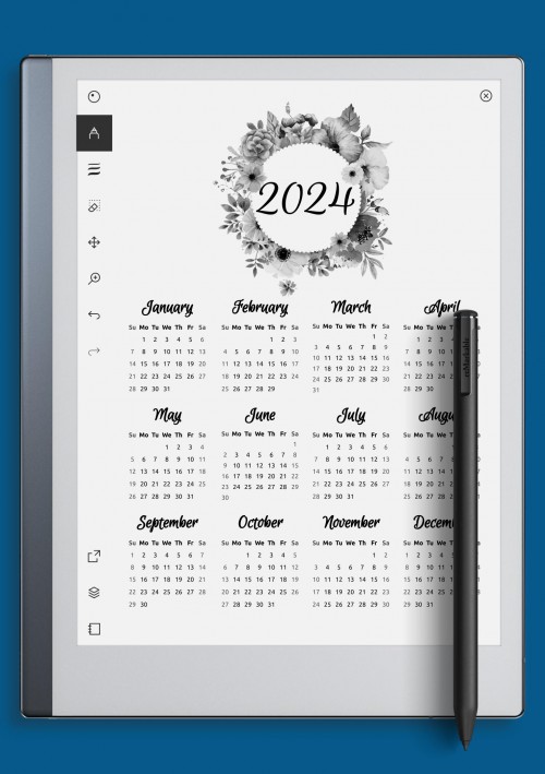 reMarkable Floral Yearly Calendar
