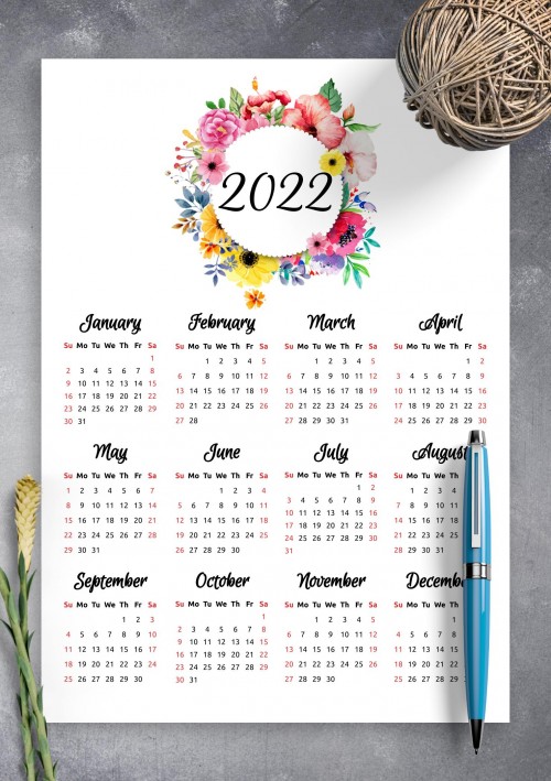 Floral 2022 calendar