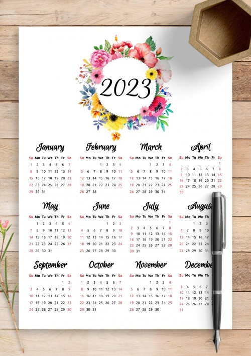 Floral 2023 calendar