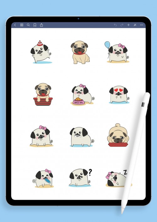 Funny Pugs Sticker Pack for iPad