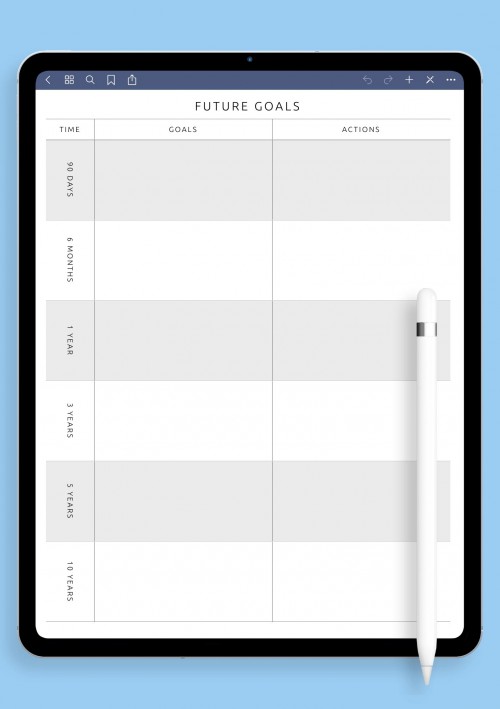 Future Financial Goals Template for GoodNotes