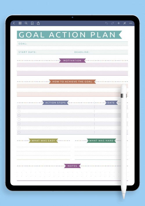 iPad Template Goal Action Plan - Casual Style