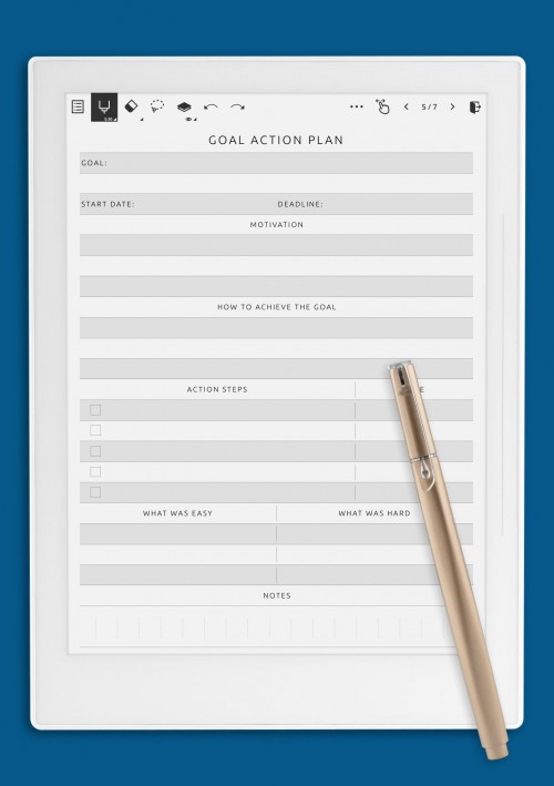 Goal Action Plan - Original Style Template for Supernote