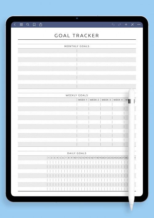Template for iPad Pro Goal Tracker - Original Style